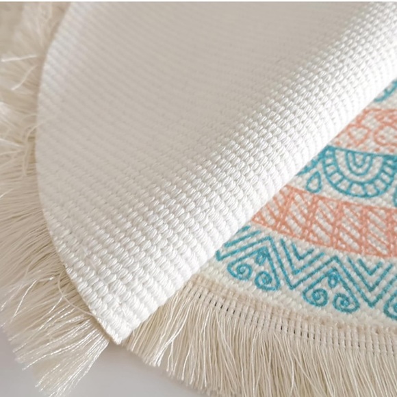 Round boho placemats 9x9 washable cotton tea spot Mats ( 4 ) - Picture 15 of 16